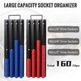 thumbnail image 4 of Fatato Socket Organizer, 160 Capacity Socket Rail Organizer with Metal Tray & ABS Clips, 1/4" 3/8" 1/2" Drive Socket Holder for Toolbox, Garage and Workbench Tool Storage, 4 of 8