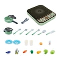 thumbnail image 1 of Juego de cocina de 25 uds., cocina de inducción de juguete con simulación de sonido y luz, juego de cocina de simulación para regalo de cumpleaños Verde Hugo mini utensilios de cocina, 1 of 7