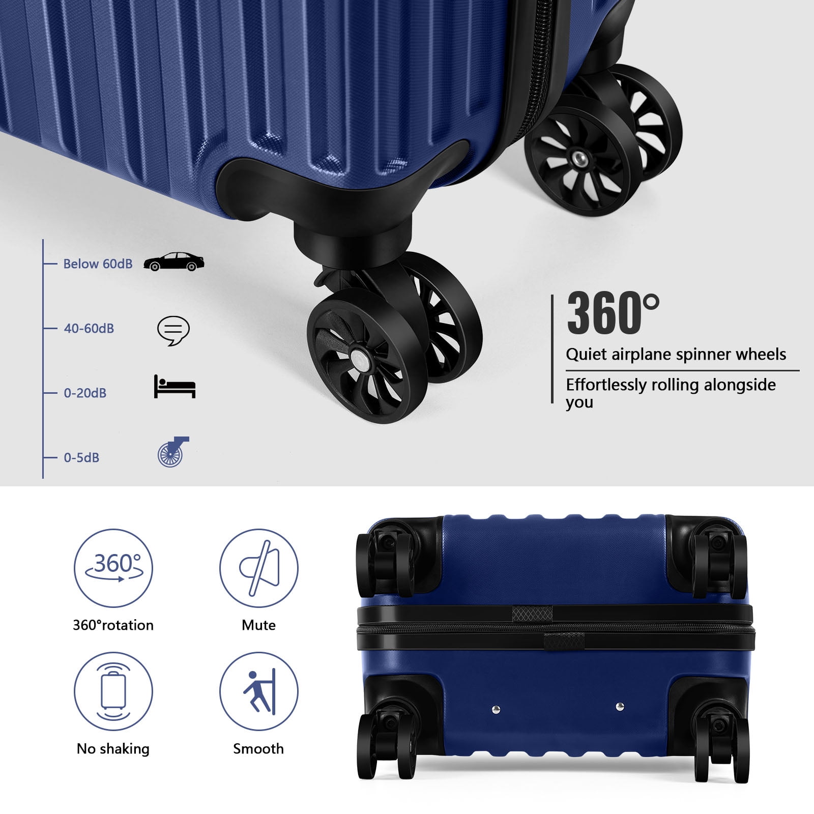 2-Piece Luggage Set  Carry On Suitcase with 14" Makeup Case