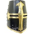 thumbnail image 2 of THOR INSTRUMENTS Medieval Crusader Halloween Templar Knight Helmet With Black Finish Brass Design Rustic Vintage Home Decor Gifts, 2 of 3
