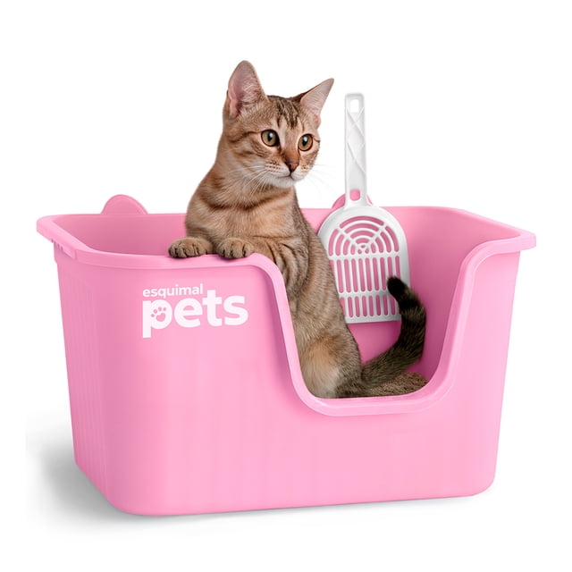 Arenero Para Gato Caja De Arena Mediano Con Pala Esquimal Pets Color Rosa