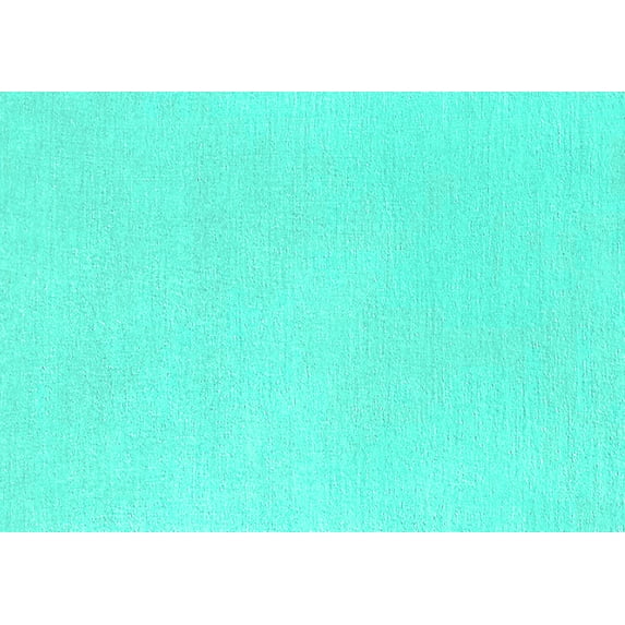 Ahgly Company Machine Washable Indoor Rectangle Solid Turquoise Blue Modern Area Rugs, 4' x 6'