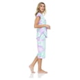 thumbnail image 2 of Lati Fashion Women Capri and Short Sleeve Top 2-Piece Female Pajamas Set Purple L, 2 of 5