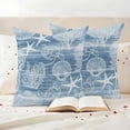 thumbnail image 3 of Outdoor Pillow Covers Blue Ocean Sea Turtle Shell Starfish Waterproof Pillow Cases 18x18 Set of 2, Abstract Coral Conch Throw Pillow Cover Pillowcase for Patio Balcony Couch Garden, 3 of 9