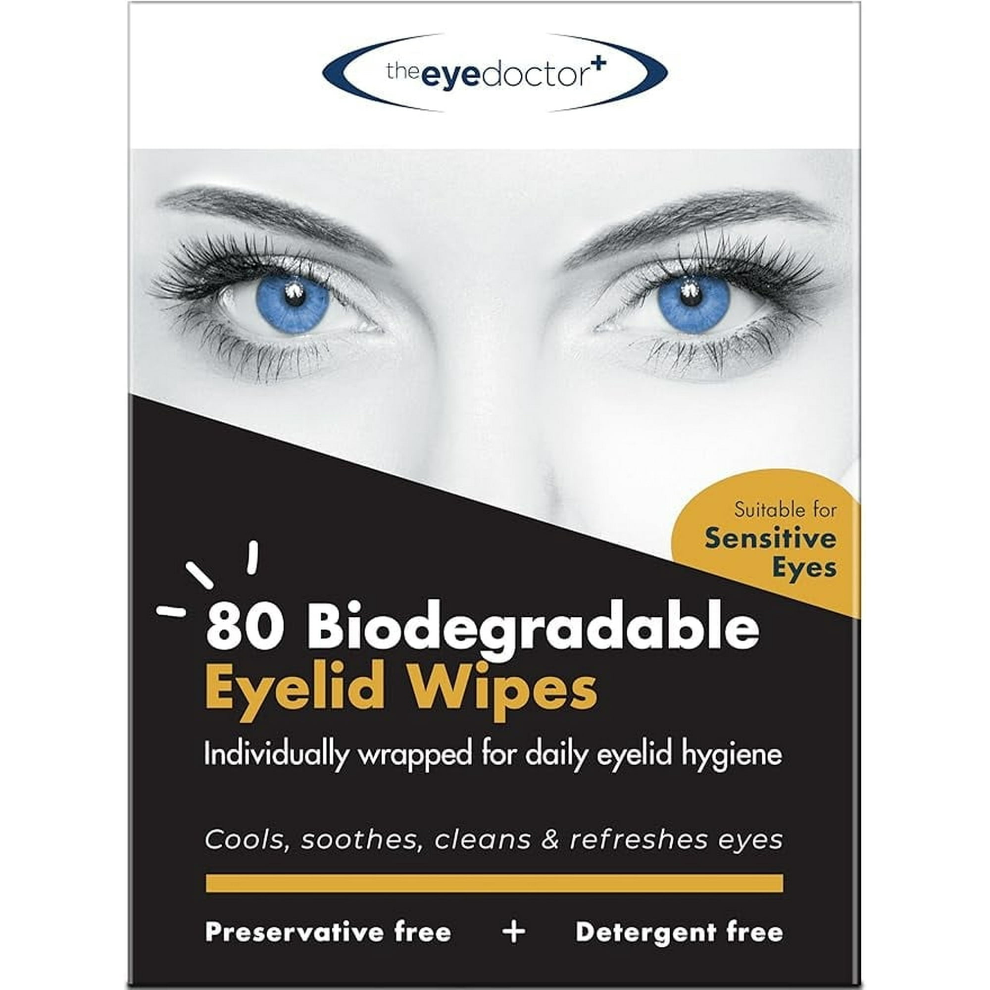 The Eye Doctor Eyelid Wipes – 80 x Single use Lid & Lash Wipes – Suitable for Sensitive Eyes, Dry Eyes, Blepharitis & MGD - Rinse-Free Eye Wipes - Removes Makeup, Oil, Debris
