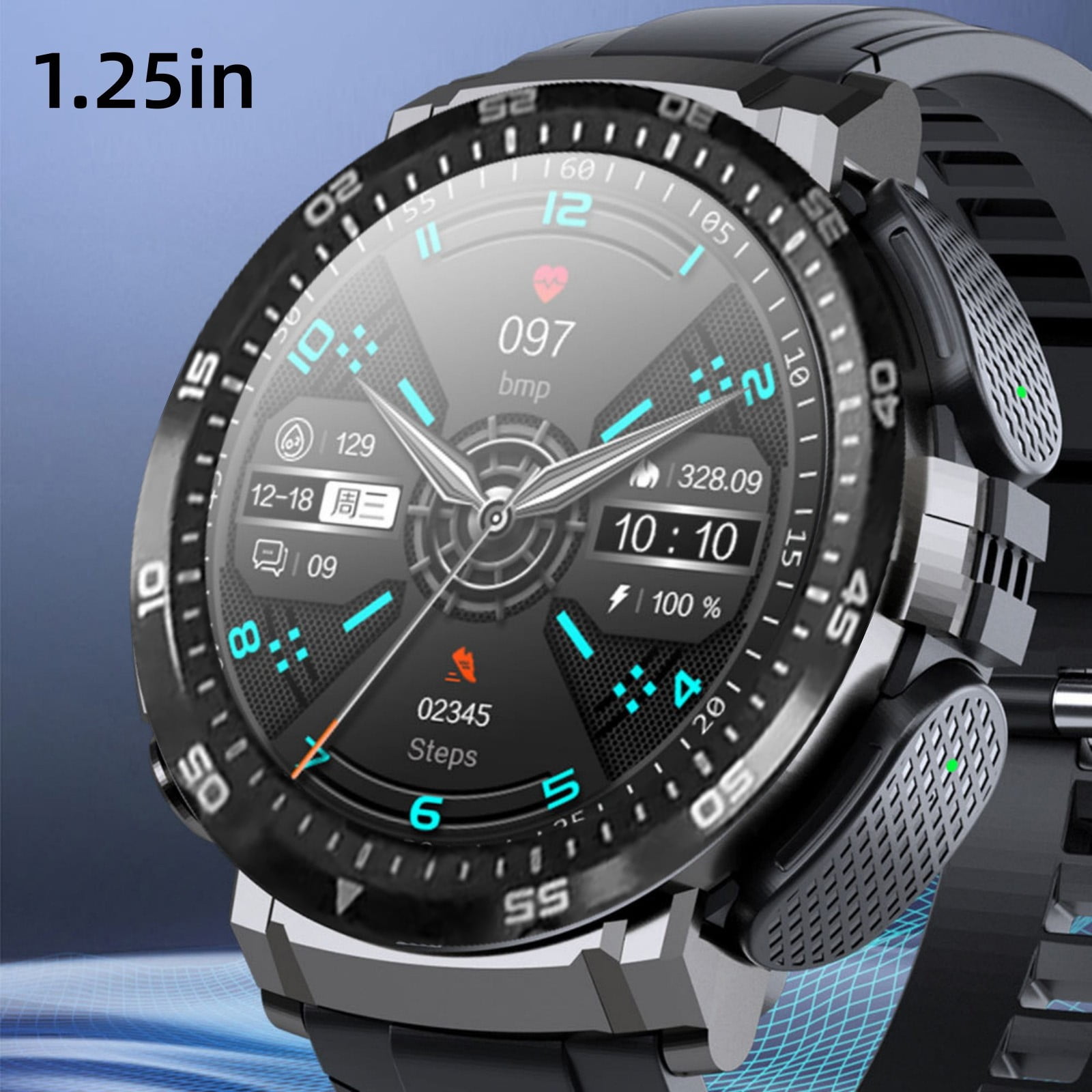 Bluetooth Headphones Smart Watch With Earbuds Round Fitness Watch 1.28 Inch Bluetooth Watch With Step Calories Sleep Monitor For IOS & Android Noise Cancelling Headphones