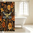 thumbnail image 3 of Erosebridal Bohemian Dragonfly Shower Curtain 72Wx84L,Retro Flower Bathroom Shower Curtain,Black Gold, 3 of 5