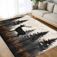 thumbnail image 4 of 6x9Ft Area Rugs Forest Elk Non-Skid Rubber Backing Large Rectangle Rugs - Living Room Bedroom Home Office, Rustic Nature Tree Retro Deer Silhouette Indoor Floor Mat Carpets Washable Rug, 4 of 9