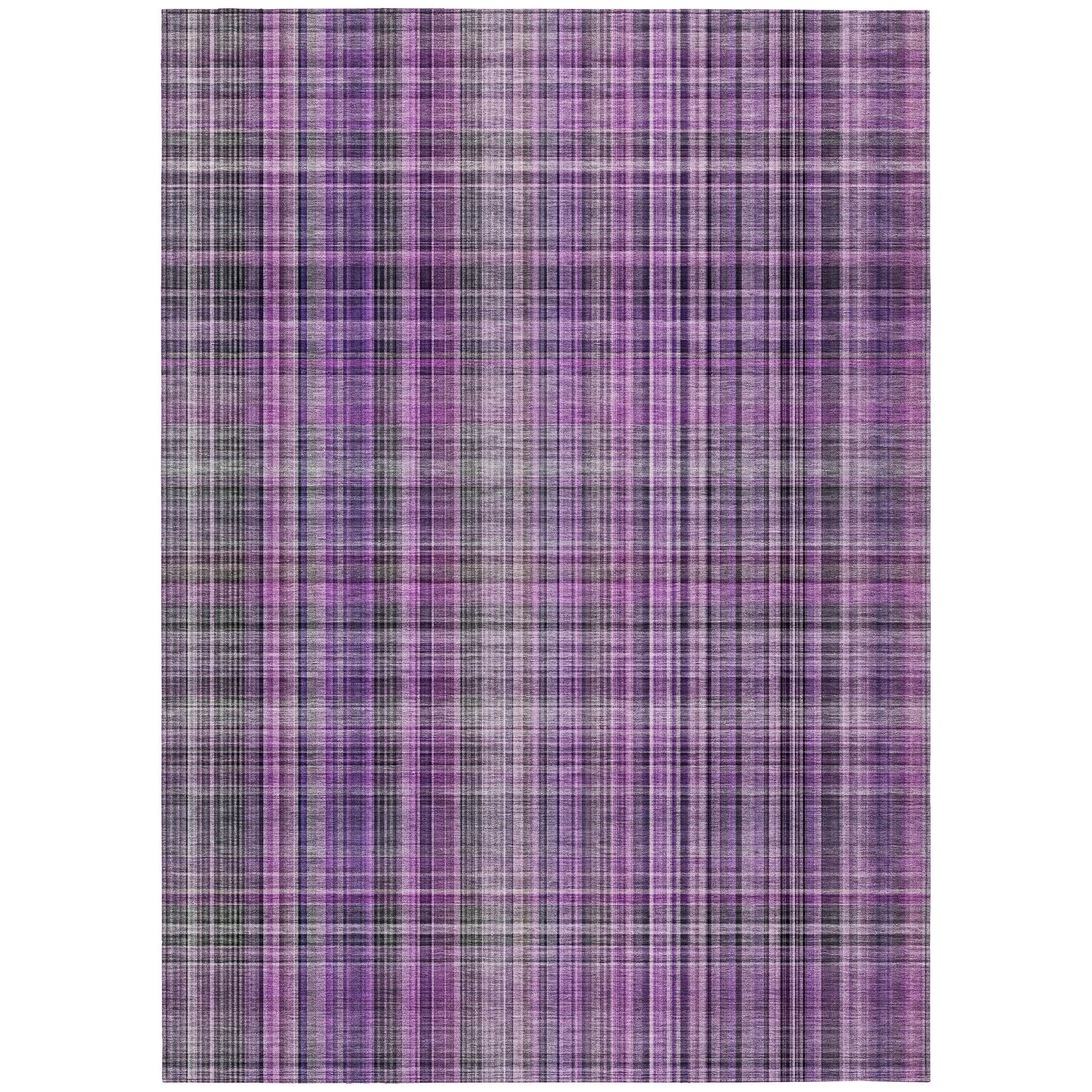 Addison Rugs Chantille Indoor/Outdoor Transitional Plaid Purple Washable Rectangle Rug, 10' x 14'