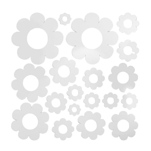 LULULION 1 Set Wall Mirror Tiles Acrylic Silver Modern Design Decorative For Children Room