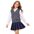 thumbnail image 3 of FASHOFT Boys Sweater Vest School Uniform Sleeveless Sweaters Solid Kids Knit Vest V neck Sleeveless Pullover Sweaters Tops 6-7 Years, 3 of 6