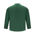 thumbnail image 5 of WREESH Men's Henley Shirt Cotton and Linen Shirts Long Sleeve Printing Button Shirt Tops Green, 5 of 7