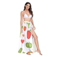 thumbnail image 2 of FORMRS Womens Long Sarong Beach Wrap Semi-Sheer Bikini Skirt Bathing Swimsuit Cover Up, White Vegetables Pattern, 2 of 7