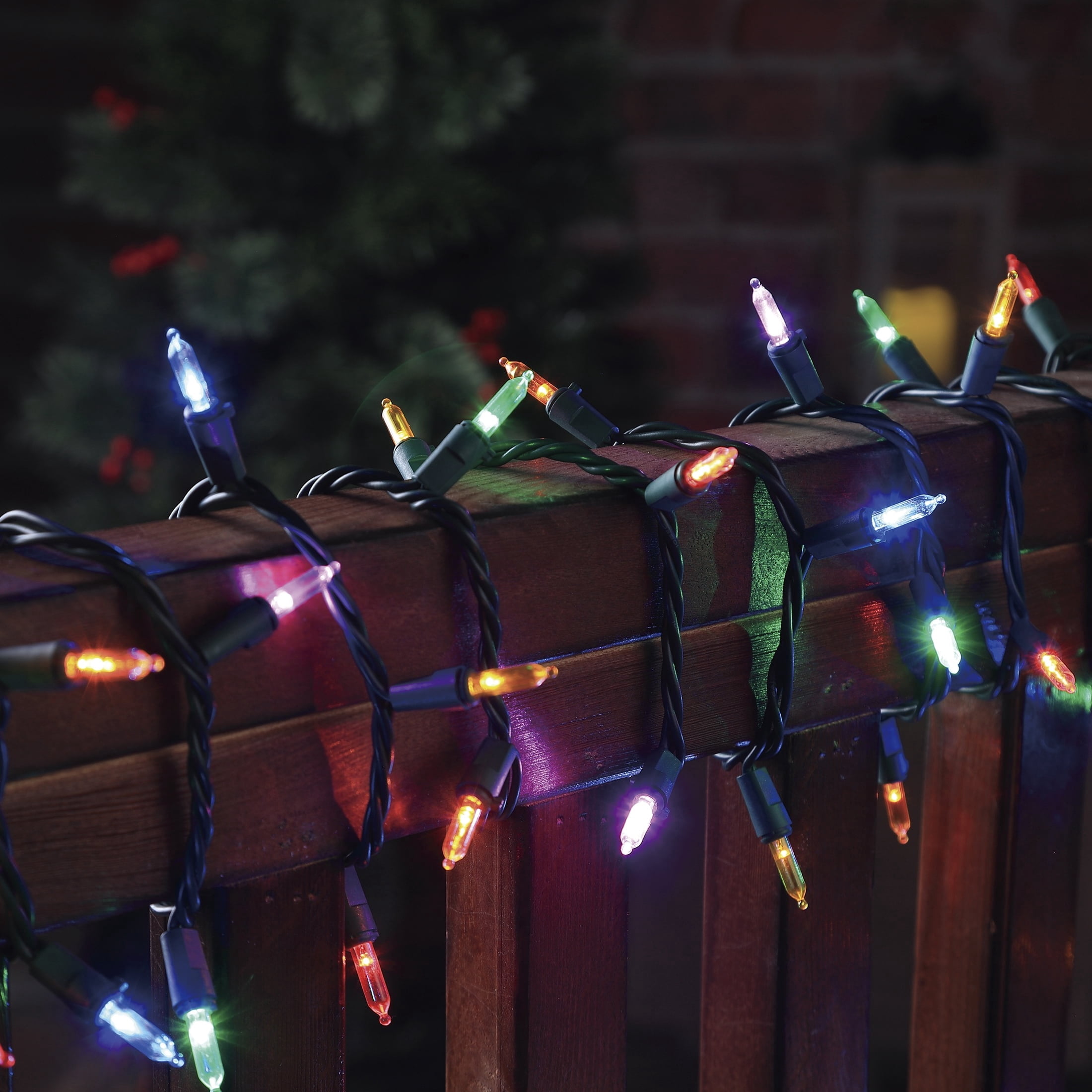 Indoor/Outdoor 300-Count LED Mini Christmas String Lights, Multicolor, Green Wire, 62.3', by Holiday Time