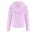 thumbnail image 4 of Brondbend Woman Hoodies Pullover Women Long Sleeved Drawstring Pocket Button Pullover Polka Dot Print Comfortable Oversized Tops Lady Festival Fall Winter Wear Purple, 4 of 5