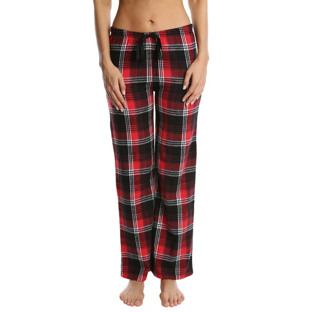Women's Cotton Flannel Pajama Pants - Ladies Lounge & Sleepwear PJ Bottoms Red X-Large -