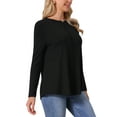 thumbnail image 4 of INSPIRE CHIC Women's Long Sleeve Crew Neck T-Shirt Comfortable Stylish Top Daily Causal Wear L Black, 4 of 6
