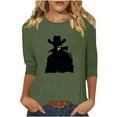 thumbnail image 2 of PEONAVET 3/3032 Length Sleeve Womens Tops, Women's 3/4 Sleeve Western Style Printed Casual T-shirt, 2 of 4