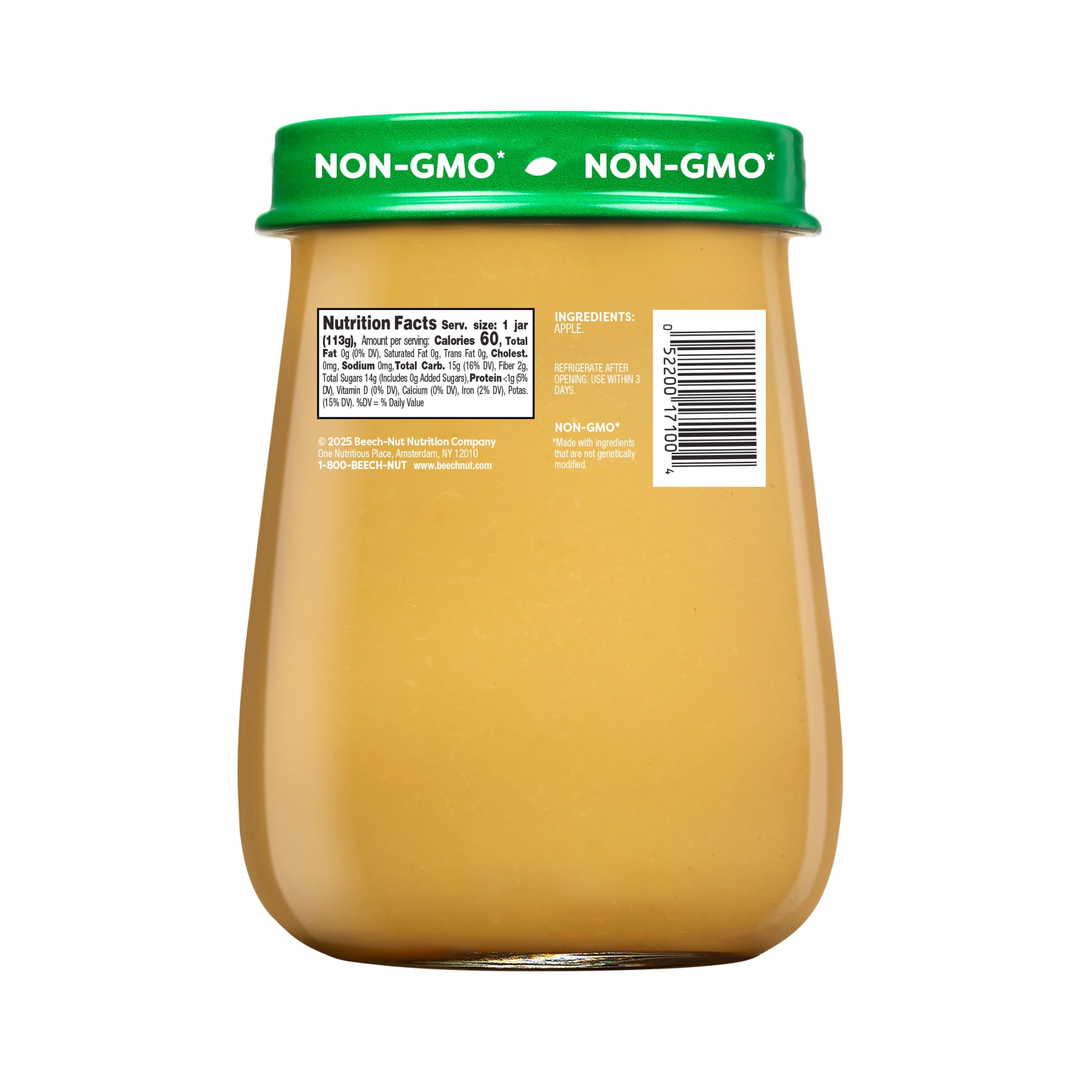 (12 pack) Beech-Nut Naturals Stage 1 Baby Food, Apple, 4 oz Jar