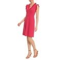 thumbnail image 3 of Maggy London V Neck Ruffle Sleeves Back Zipper Short Crepe Dress-HORN / 4, 3 of 26