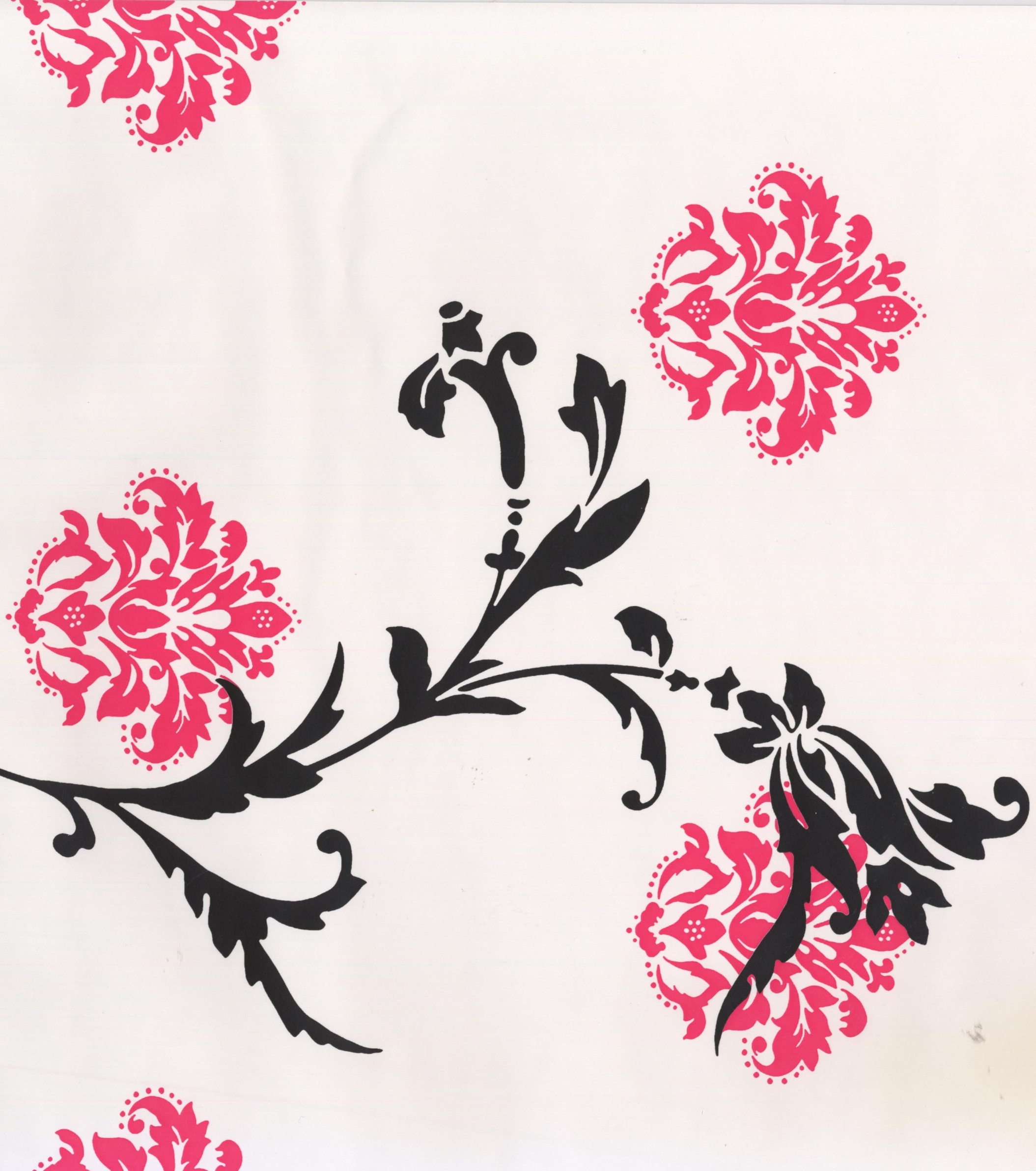 Wallpaper Border Black Red Abstract Damask Vine Scrolls Beige Wall