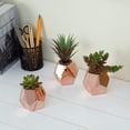 thumbnail image 2 of MyGift Artificial Succulents in Modern Rose Gold-Tone Geometric faceted Planters, Set of 3, 2 of 5