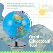 11 Illuminated Globe with Chrome Stand – Rotating Desktop World Map with LED Light for Home or Classroom Use