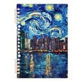 thumbnail image 2 of Starry Sky Houses Sea Ring Binder Notebook Journey Note Diary College Ruled Spiral Notebook Study Loose Leaf Paper A5 60 Pages, 2 of 8