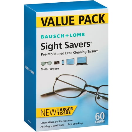 Bausch & Lomb Sight Savers Pre-Moistened Lens Cleaning Tissues, 60 sheets