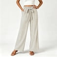 thumbnail image 5 of Karymi Women's Shorts Vertical Striped Long Wide Leg Pants, Ruffled Elastic Drawstring High Waist Trousers with Casual Patch Pocket Athletic Shorts for Women, 5 of 5