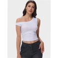 thumbnail image 4 of Women’s One-Shoulder Ruched Crop Top - Casual Off-Shoulder Twist Strap Summer Tank Top, Going Out Shirt, 4 of 6