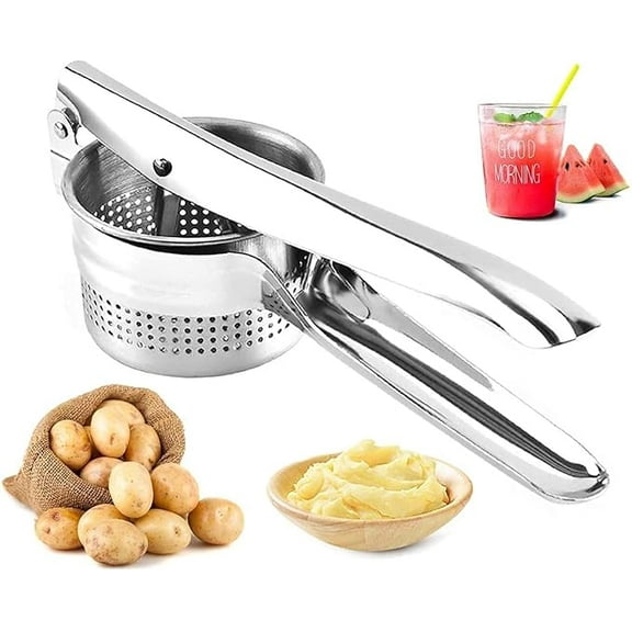 Livinwise Manual Stainless Steel Hand Press Fruit Instant Juicer And Food Masher For Fruits And Vegetables Squeezer(Pack of 1, Silver)