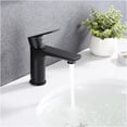 thumbnail image 4 of JERFIT Single Hole Bathroom Sink Faucet, Matte Black Modern Vanity Faucet with Lever Handle, 1.2 GPM Low Flow, Deck Mount Brushed Nickel Finish Basin Tap for Bathroom Sink, 4 of 7