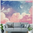 thumbnail image 4 of PRATYUS  Cloud Moon Phase Tapestry, Pink and White Cloud with Moon and Stars Wall Tapestry for Bedroom, Pastel Beautiful Sky Wall Hanging Tapestry Wall Art for Living Room Dorm Decor 40x30inch, 4 of 6