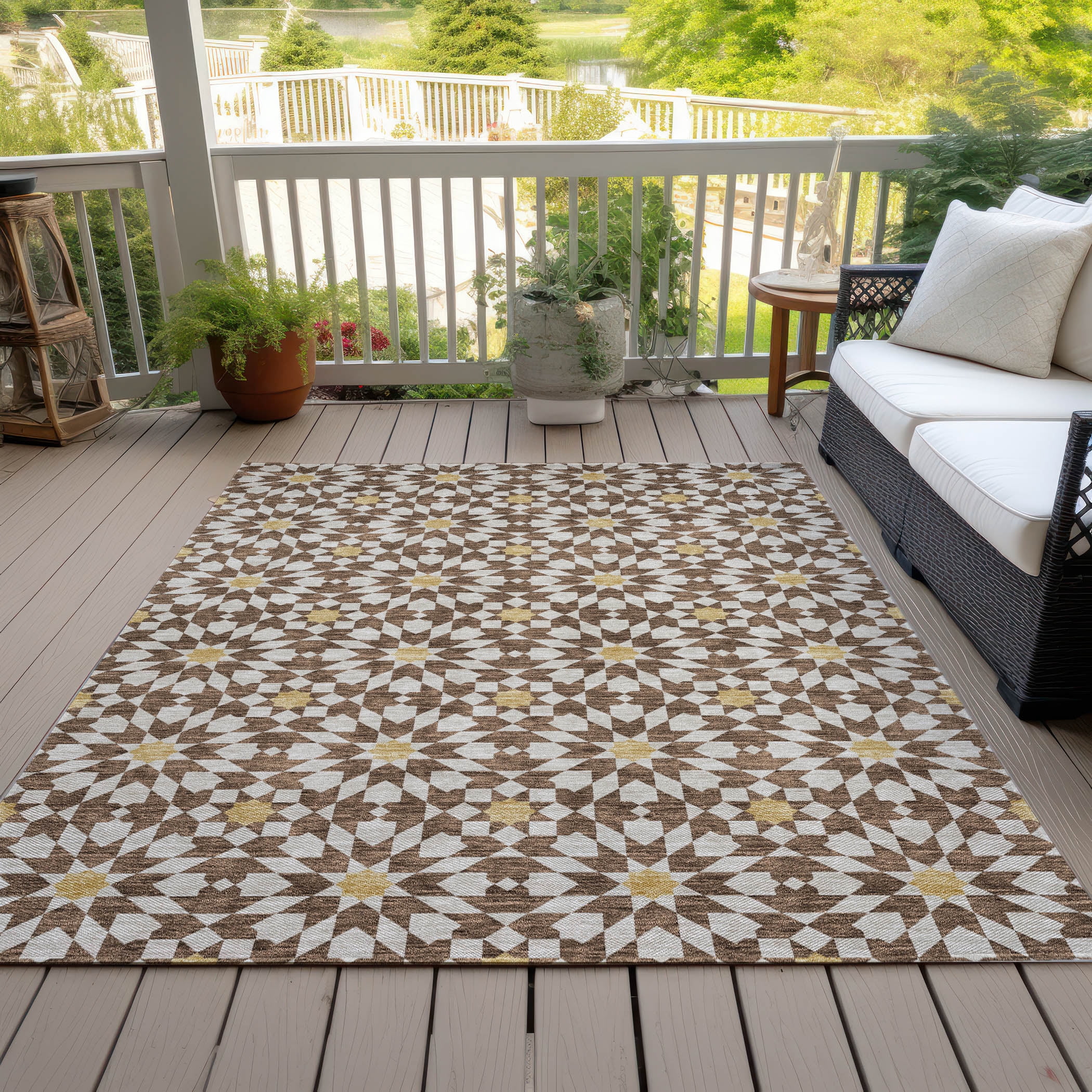 Addison Rugs Chantille Indoor/Outdoor Transitional Spiral Chocolate Washable Rectangle Rug, 10' x 14'