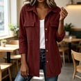 thumbnail image 2 of Evdexr Corduroy Jacket for Women Long Sleeve Collared Button Down Shackets Winter Fall Dressy Trendy Coats Open Front Oversized Tops with Pocket 3XL, 2 of 6