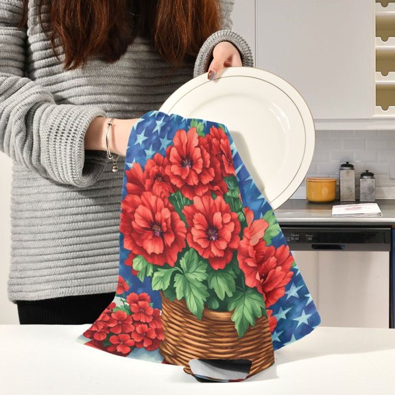 BZSMCE Kitchen Towels Creative Garden Flag Painting Pattern Durable Kitchen Towel