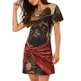 thumbnail image 2 of Fotbe Western French Bulldog Cowboy Bata de Dormir para Mujer con Estampado, Camisón de Algodón de Manga Corta, Ropa de Dormir Casual, 2 of 6