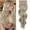 Ash Brown Mixed Platinum, variant on Clip in Long Wavy Synthetic Hair Extension 24 Inch Black 4PCS Thick Hairpieces Fiber Double Weft Hair for Women