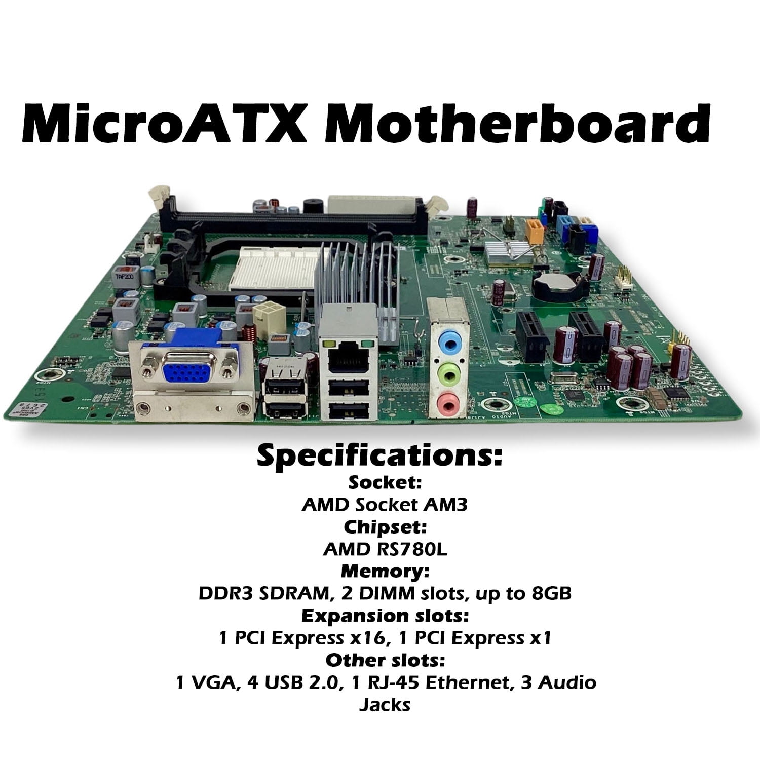 HP Compaq 616663-001 Desktop Motherboard H-AIRA-RS780L uATX Socket AM3 DDR3 Slot 2 619958-001 624832-001