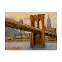 Trademark Fine Art 'Brooklyn Bridge Water' Canvas Art by Hall Groat Ii