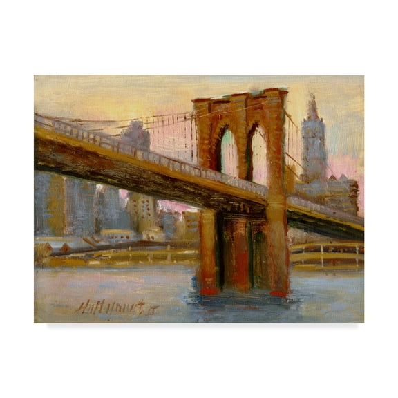 Trademark Fine Art 'Brooklyn Bridge Water' Canvas Art by Hall Groat Ii