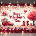 thumbnail image 6 of Red Theme Valentine's Day Banner Heart-shaped Balloons Love Display Gift Decor Teddy Bear Design Heart Backdrop for Valentine's Day Party Romantic Celebration Photo Shoot Backdrop, 6 of 9