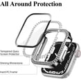 thumbnail image 5 of 2-Pack Bling Case Compatible for Apple Watch 40mm Series 6/SE/Series 5/Series 4 with Screen Protector PC Shockproof Diamond Rhinestone Bumper Face Cover for iWatch Women (40mm, Black/Silver), 5 of 5