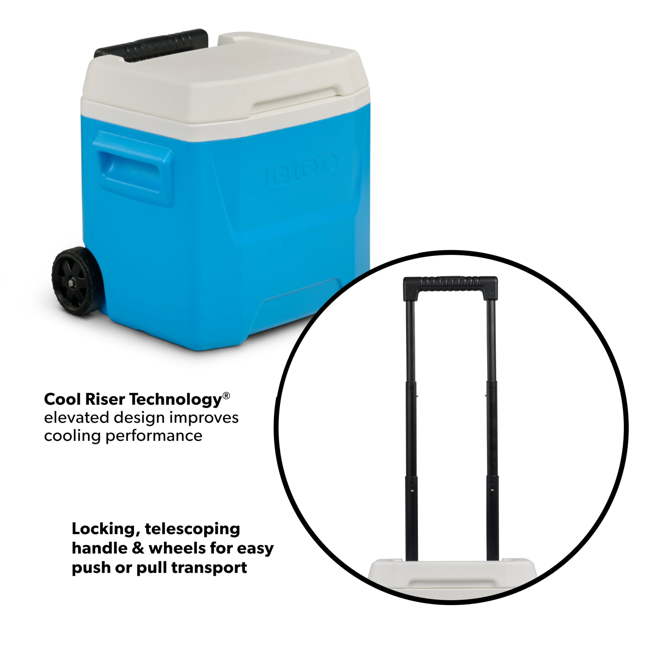 Igloo 16 QT Laguna Hard Side Ice Chest Cooler with Wheels, Aqua Water