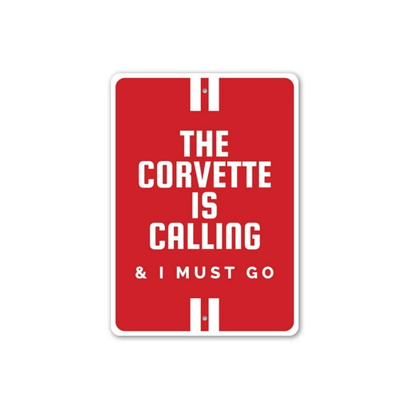 The Corvette Is Calling Chevy Sign, Novelty Car Sign, Metal Garage Aluminum Metal Decor Sign - 4x18 inches