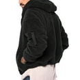 thumbnail image 4 of WTOBBY Men's Casual Loose Double-Faced Fleece Jacket, Solid Color Zipper Hooded Plush Warm Coat for Winter, Soft and Lightweight for Daily and Outdoor Activities,Black L, 4 of 5