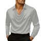 thumbnail image 1 of Ceisia Men Long-Sleeve Dress Shirt Silk with Silver Buttons Decoration Resisting Wrinkles Gray S Gift, 1 of 6