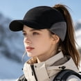 thumbnail image 5 of Women's Water-Repellent Winter Ponytail Baseball Cap LSONABXA with Ear Flaps - Winter Hat for Women, 5 of 9