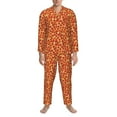 thumbnail image 3 of Sikiie Pizza Mens Pajama Set, Soft Warm Long Sleeve Sleepwear, Cozy Button-Down Pjs for Men-Large, 3 of 7